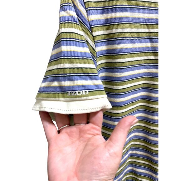 Izod Striped Polo Shirt Purple Size L Y2K - Picture 10 of 13
